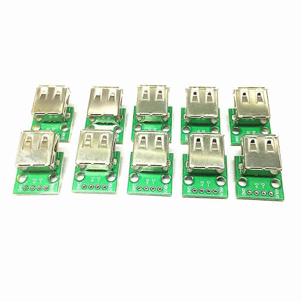 10 st USB 2.0 Typ A Han-lödkontakt 4P-kontakt Reparationsdelar