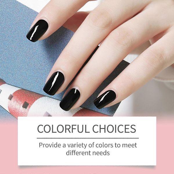 Gel Neglefolie, Selvklebende UV-herdende Neglekunst Dekorasjon Negle Design Tilbehør black