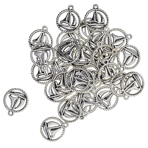 30-pack Segelfartygsformade Berlocker i Tibetansk Silver för Halsband Smyckestillverkning