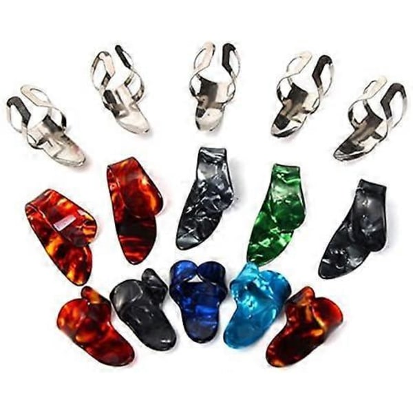15 st Fingerplektrum Tumplektrum Set Gitarrplektrum med 15 Fack Förvaringslåda