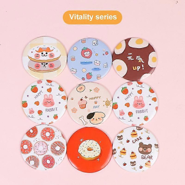 Färgglad Cartoon Mini Spegel Bärbar Fickmakeup Spegel Bärbar Makeup Glasspegel DIY 06  1pcs random