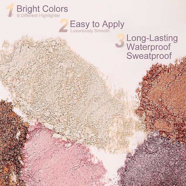 Glitter Shiny Makeup Pudder Highlight Blush Palette Shimmer High Gloss Contouring Palette Fin Glat Pudder Lysende Hudtone 04 highlight