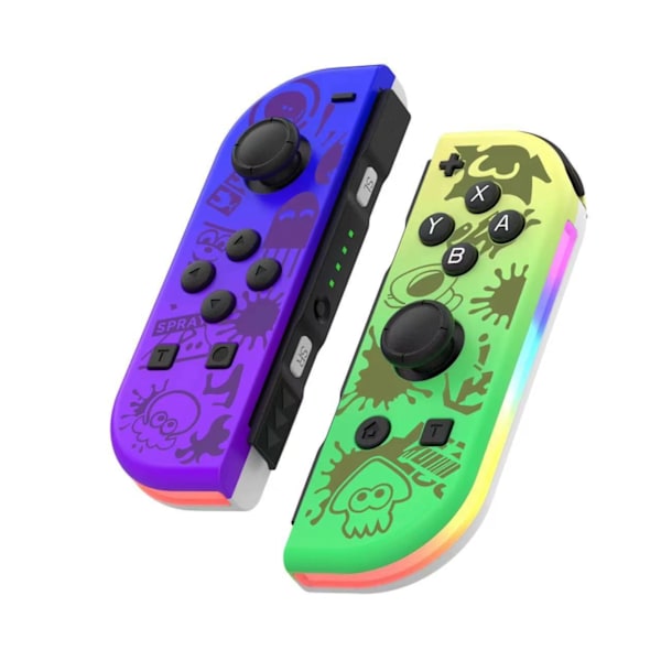 Switch joycon venstre og højre spilcontroller med farverig RGB-belysningseffekt, vækning, 5.2 Bluetooth, vibration, somatosensorisk cartoon