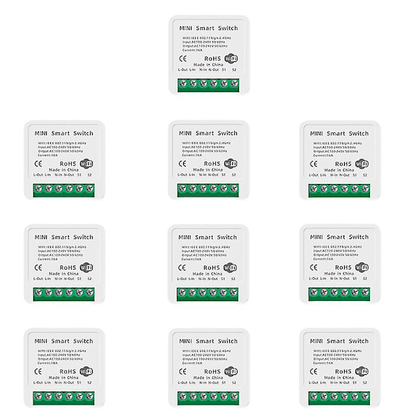1-10 stk. Tuya Mini 16a Wifi Switch-modul med Smart Life App 2-vejs kontrol,