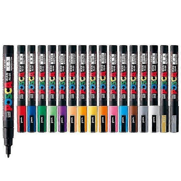 1 kpl Uni Posca Pc-3m Maalauskynä - Erittäin ohut kuulakärki 0,9-1,3 mm Taidekynät Vesipohjainen 24 Väriä Saatavilla - Taidekynät - glitter red