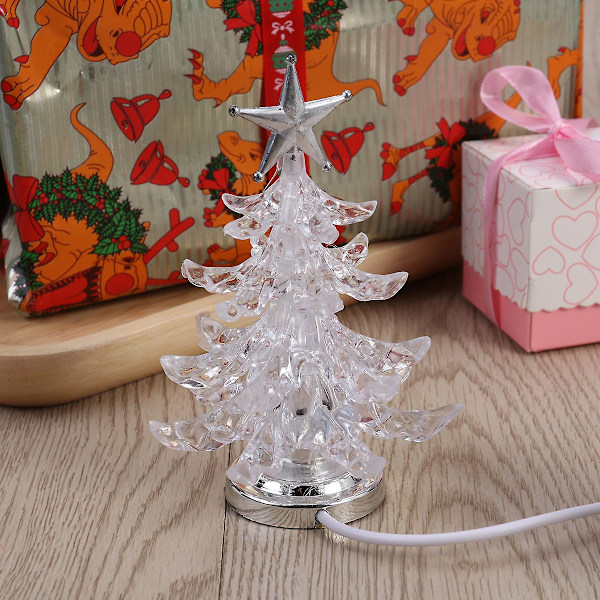 Glødende Juletre LED Lys USB Nattelykt RGB 7 Farger Blinkende Lys Bordlampe Dekorativ Sengelampe for Hjemmedekor Julegaver