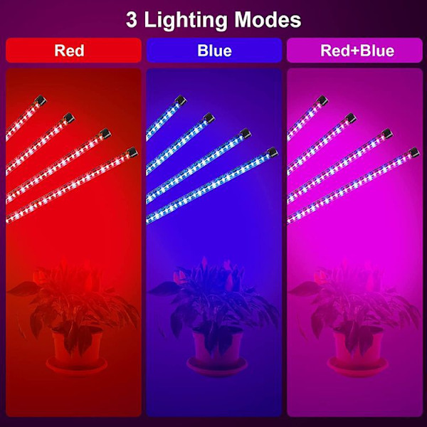 INF Vekstlys / plantebelysning med 4 fleksible LED-rør 1-pakning