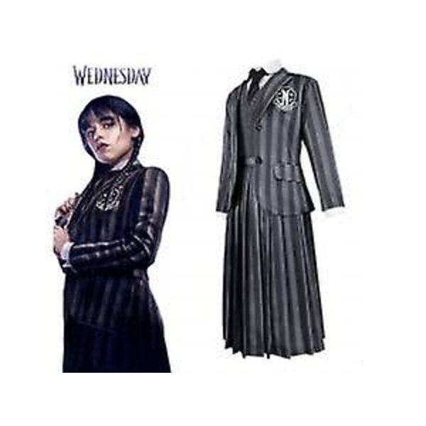 Wednesday Addams Cosplay -asusetti Nevermoren akatemian koulupukuasu Halloween-juhliin ja naamiaisiin naisille only wig one size - wig