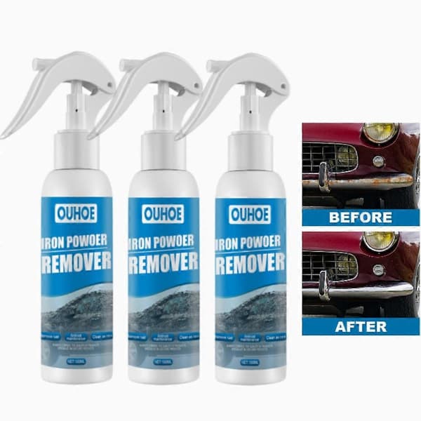 1-3 stk. Jernpulverfjerner Bilskjoldfjerner Spray RustOut Instant Remover Spray 100ml 3pcs