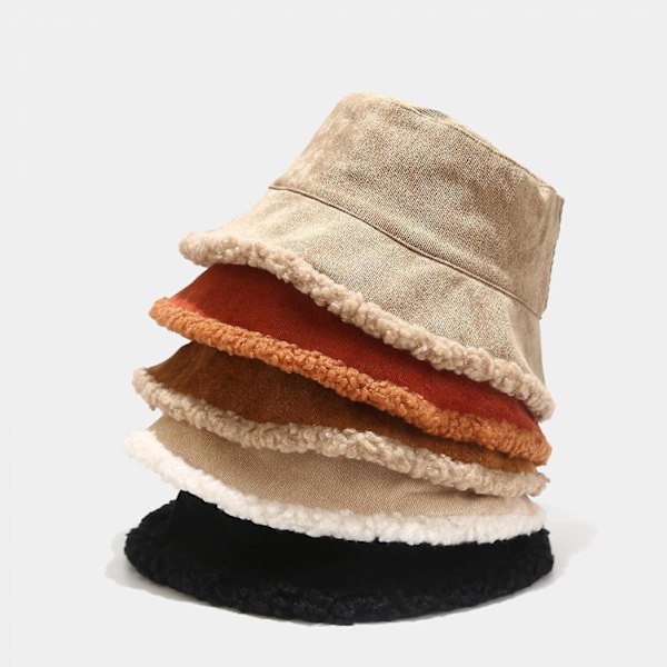 Reversibel Cordfløjl Bucket Hat Unisex Bomuldsvævet Canvas Solhat til Fiskeri, Hvid