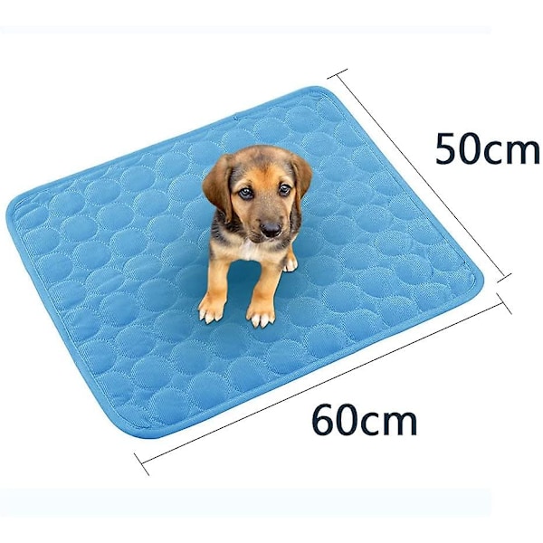 Kjølematte for hund Vaskbar Selvavkjølende Matte for Hunder og Katter Kjæledyr Ismatte for Hjem, Bil, Blå