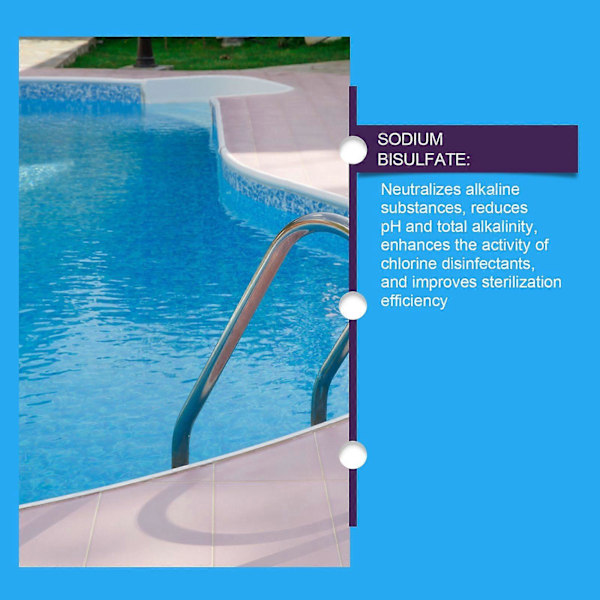 pH Sænkende middel til Pools - 2,27 kg - Natriumbisulfat pH Sænker til Pool & Alkalinitetssænker - Let Opløseligt Tørt Syre Poolkemikalier - 100g 3pcs