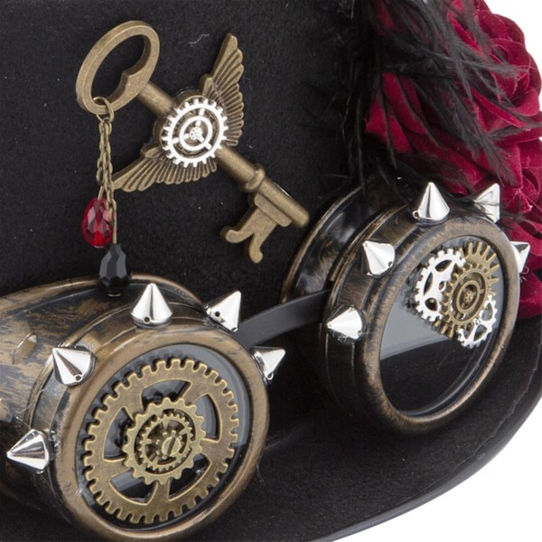 Unisex Steampunk-sylinterinen hattu goottilainen niiteillä Fedora aikuisille uutuus