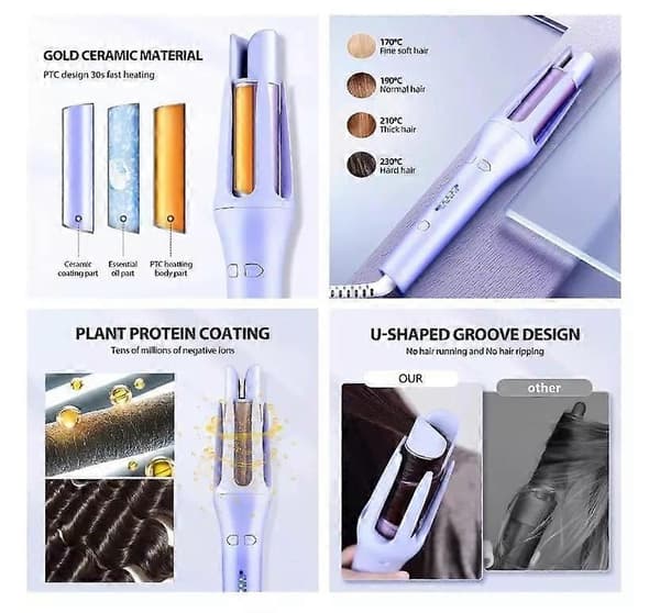 Numoya - MagicCurler, Numoya Magic Curler, Automatisk Hårkrøllejern purple