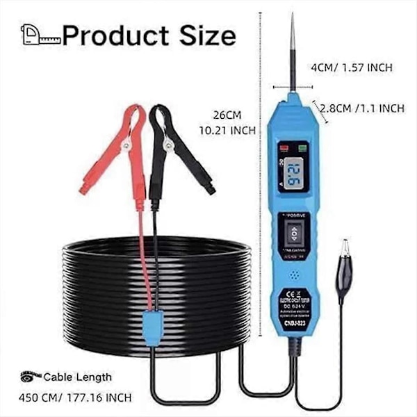 3,5-36V DC Bilstromkrets Tester, Enjoyialife DC Tester blue