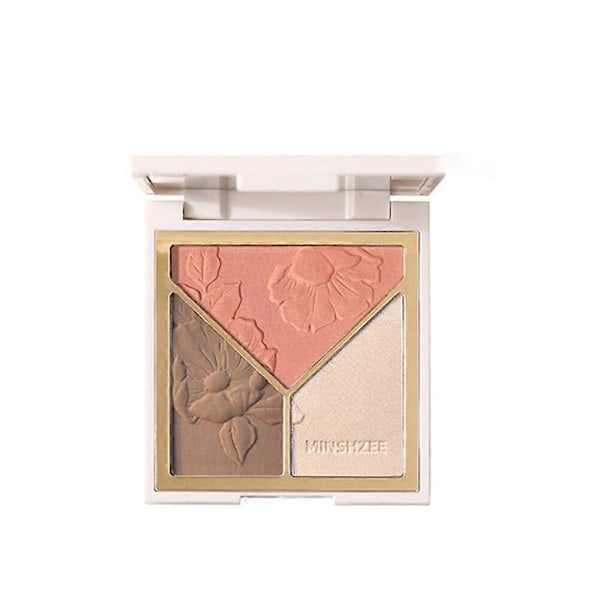 3 i 1 Highlighter Contour Palette Bronzer Ansigtskontur Shimmer Højglans Blusher Illuminator Oplys Makeup Koreansk Kosmetik