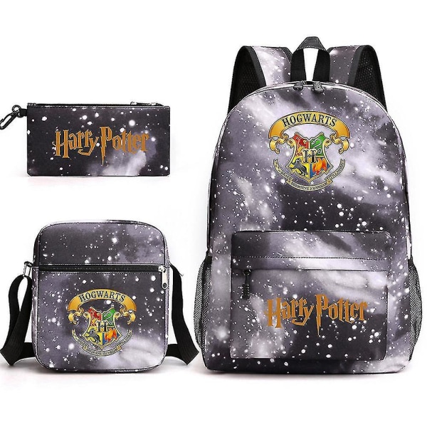 Barns Harry Potter tredelad skolväska med printed stor kapacitet utomhusryggsäck#1 star black