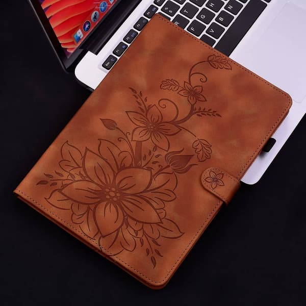 Präglad Läderfodral för iPad mini 6 brown