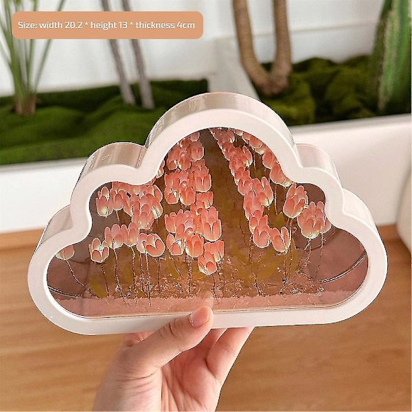 Moln Spegellampa, Handgjorda DIY Tulpaner Spegel Nattlampa Tulpan Moln Nattlampa JU color03
