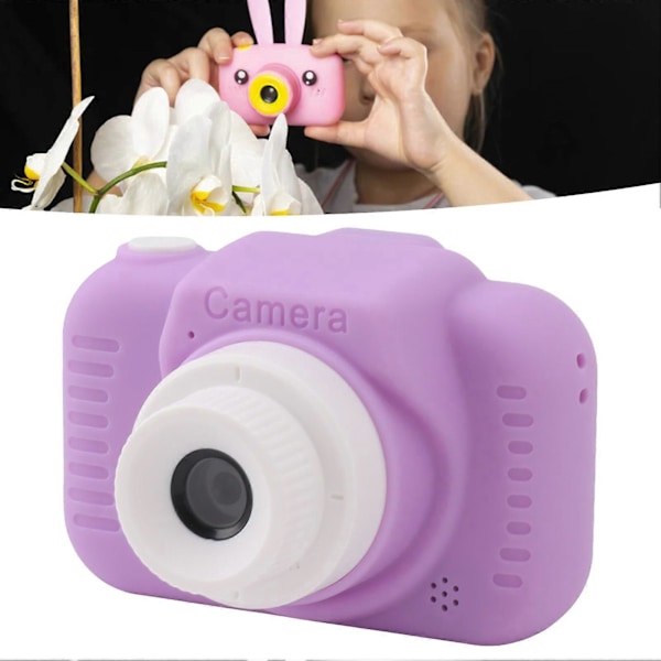 Lasten digitaalinen kamera 32 Gt kortilla, korkearesoluutioinen kaksoisobjektiivi, 1080p, 8x zoom, USB-ladattava lapsille, violetti