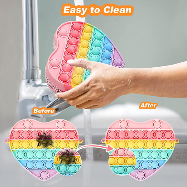 Pop Fidget Plånbok för Flickor, Fidget Leksaker Väska Push Bubble Popper Handväska Axelremsväska för Flickor Kvinnor, Stressavlastande Fidgets Skolmaterial för Studenter