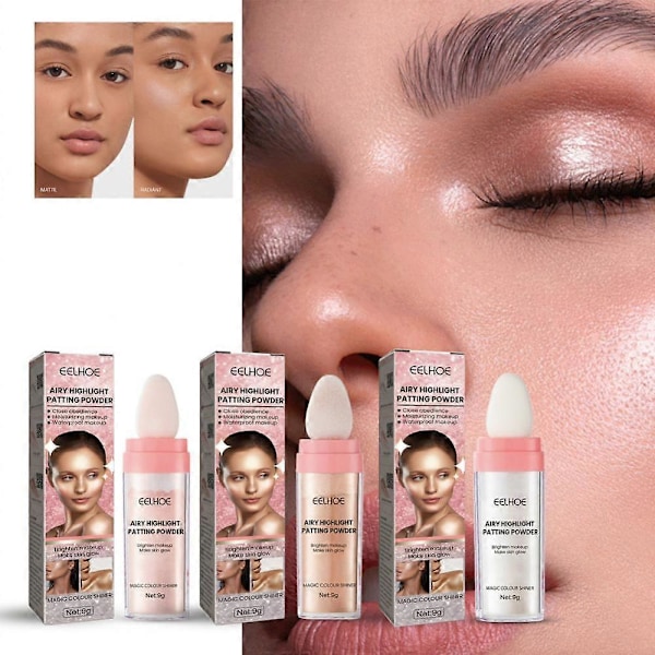 3 Farver Fairy Highlighter Pulver Glitter Shimmer Naturlig Tredimensionel Oplysende Konturpulver Ansigtsmakeup Kosmetik a02