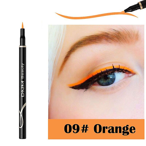 12 farger eyeliner penn, sjarmerende matt, vanntett, langvarig, ikke-blomstrende katteøye orange