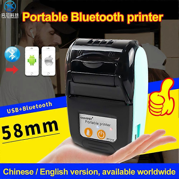Kvitterings-Bluetooth-Termisk Printer til Supermarked Bærbar 58mm Mini
