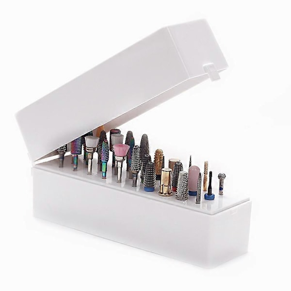 2 stk. Negleboremaskine Bits Holder 30 Huller Støvsikkert Boremaskine Bit Etui til Akryl Negleboremaskine Bits Efile Bits (Ikke Inkluderet Negleboremaskine Bits)
