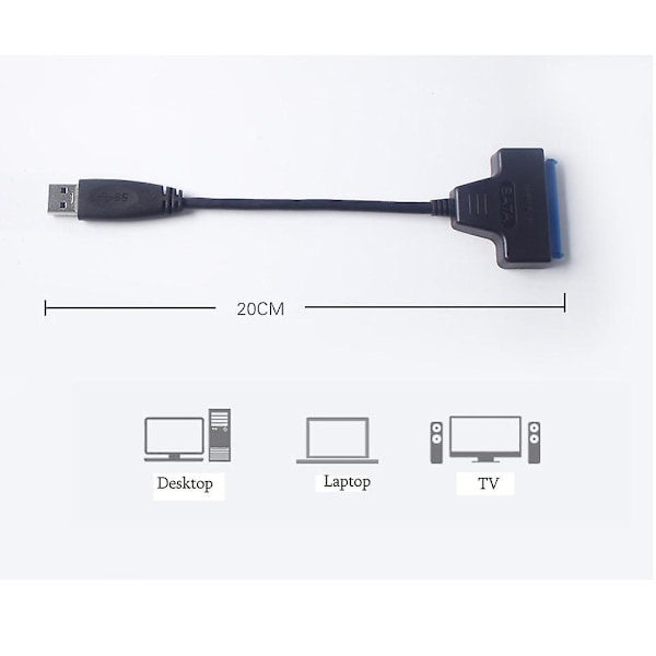 Høyhastighets USB 3.0 til SATA-kabel 22-pinners 2,5 tommers HDD harddiskdriver DVD CD-ROM adapterkonverter