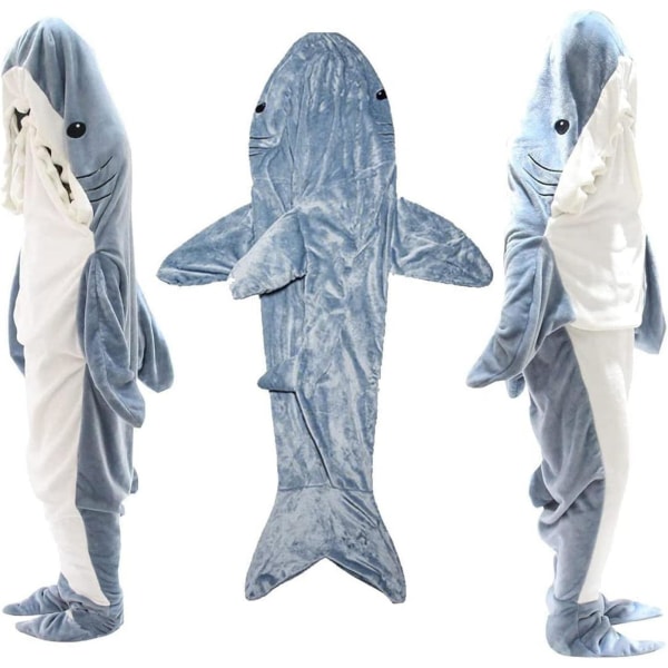 Shark Blanket Hoodie Mysig bärbar fleece-plädfilt M