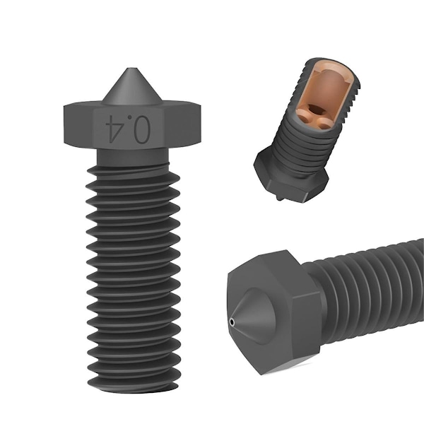 2 stk. CHT Volcano Dyse Hærdet Stål, 0,4 mm High Flow Volcano Hotend Ekstruder Dyser