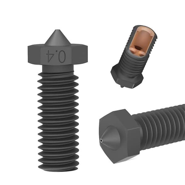2st CHT Volcano Munstycke Härdat Stål, 0.4mm Högflödes Volcano Hotend Extruder Munstycken