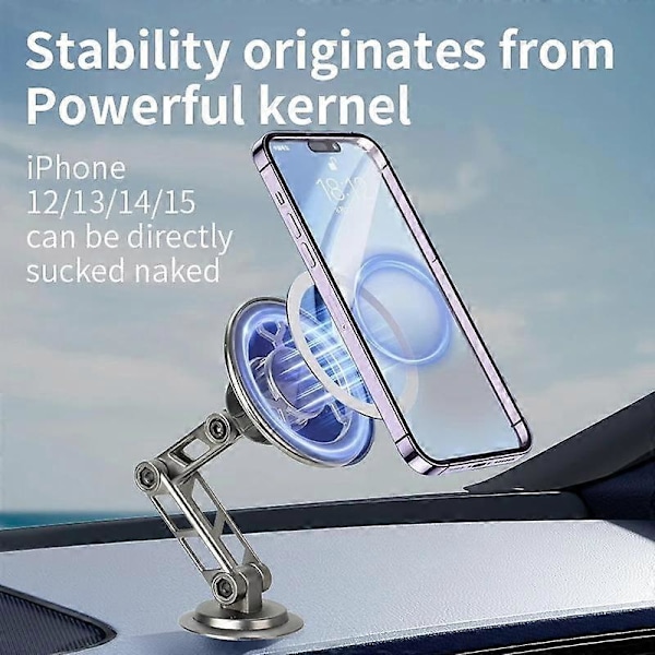 MagSafe Stærk Magnetisk Biltelefonholder Sikker 360 Rotation Foldbar Mobiltelefonholder GPS Navigation Beslag Montering til Instrumentbræt eller Forrude
