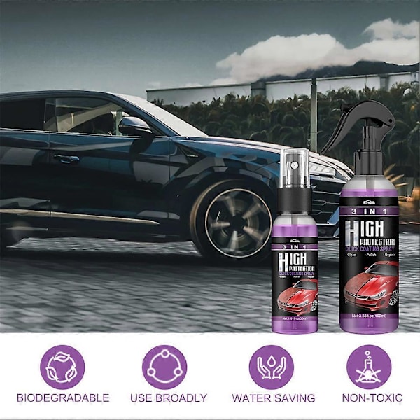 3-i-1 Hög Skydd Snabb Billackspray Automatisk Handmålad Färgförändrande Rengöringsbeläggningsspray (100 ml set) 30ml