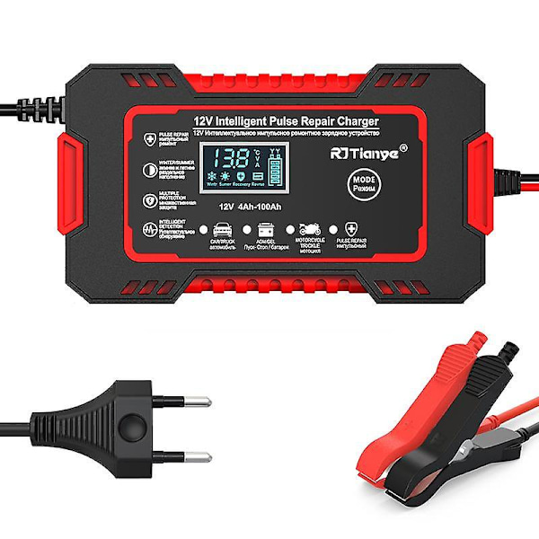 12V Akun Latauslaite Autolle Moottoripyörälle Moolle Täysin Automaattinen Monitoiminen 6A Pulssikorjaus Kosketusnäyttö ja LCD-näyttö Kosteille Kuiville Lyijyakuille