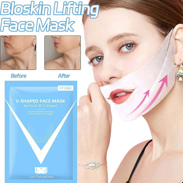 Jaysuing_1-3X Ny Bloskin Lyftande Mask Ansiktslyftande Mask Bloskin Hakmasker V-Linje Dubbelhaka Reducerande Mask V-Forma Ansiktslyftande Mask 3pcs