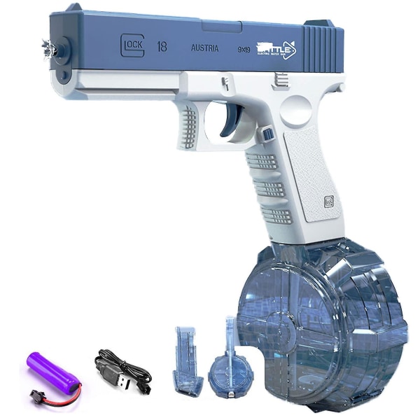 Ny vattenpistol elektrisk pistol med trumma och klämma Blue Magazine clip