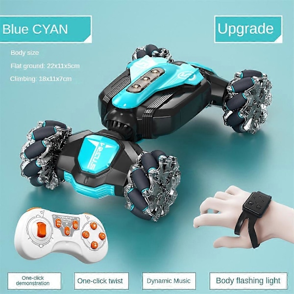 NY Orbi RC Bil Bedste Orbi RC Racebil Gestusfølsom RC Stuntbil Julegave a dual remote control  blue