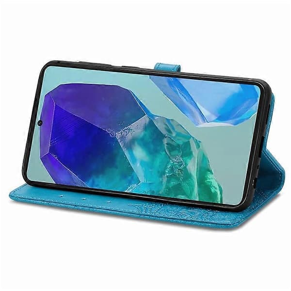 Kompatibelt etui til Samsung Galaxy A16 med præget mandala-design i læder-pung blue