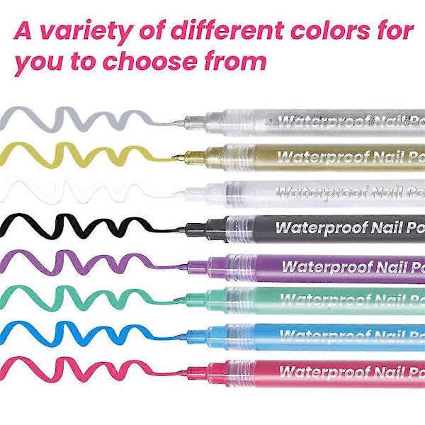 4-pack Vattentäta Nagelkonst Målade Pennor Rita Nagelspets Graffiti Prickpenna Kroklina DIY Nagelkonst Nagellackspenna a