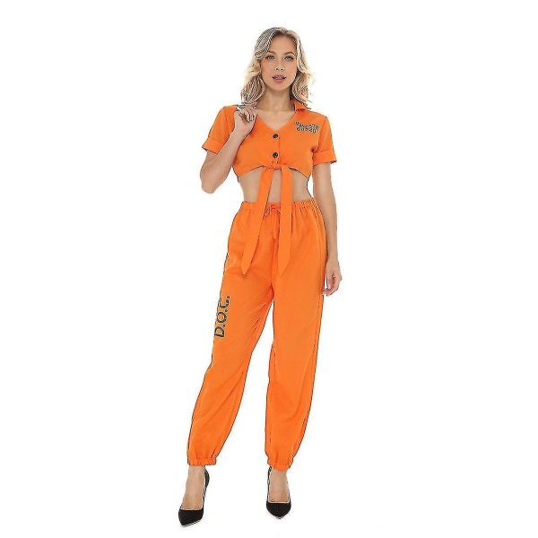 Vuxen kvinnlig fånge kostym Prison kostym Set Cosplay XL