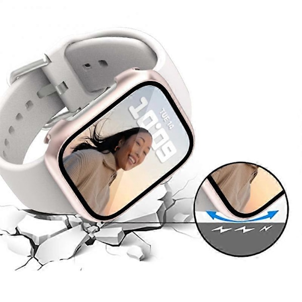 Glas+Case Beskyttelse til Apple Watch Case Serie 8/7 41mm 45mm Bumper til IWatch Se654 321 clear