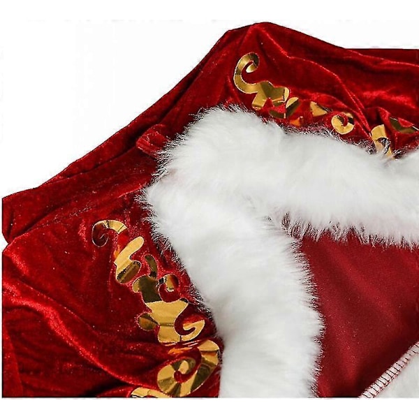 Plus Size Deluxe Fløjl Voksen Julekostume Cosplay Par Santa Claus Tøj Fancy Dress Juleuniform Dragt Til Mænd Kvinder red  women s