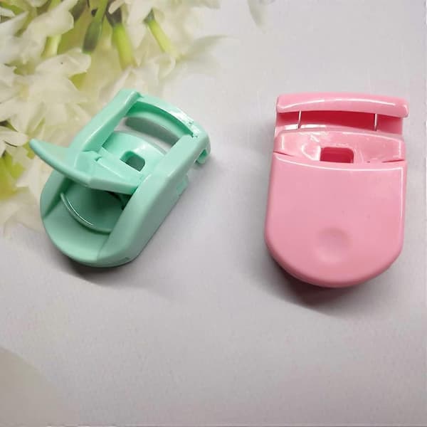 Mini ögonfransböjare 2-pack med utbytesdynor, resevänlig för alla ögonformer, rosa grön
