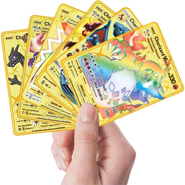 Gränsöverskridande tillägnad nytt fickmonster Spray Dragon Game Specialkortsamling Metallkort Regnbågskort Yingxi Language Gold 37