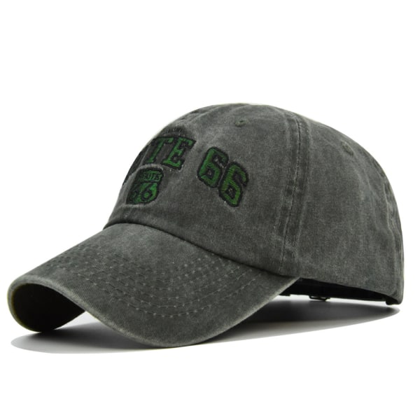 ROUTE 66 broderad cap tvättad gammal cap broderad cap cowboyhatt solhatt CB261-6 military green