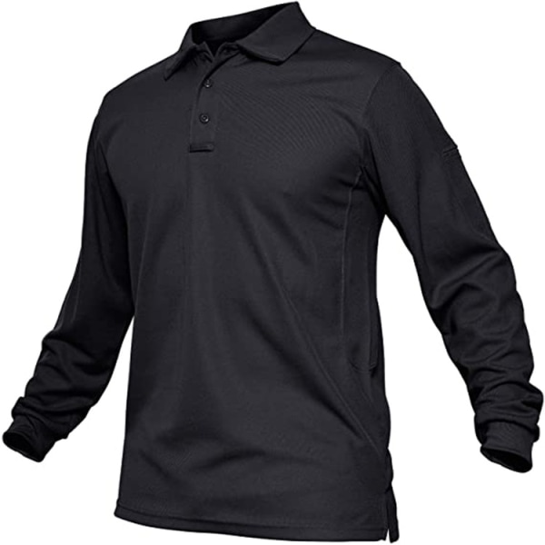 Långärmad herrskjorta Quick Dry Work Golf Top Tunikaskjorta black XXL