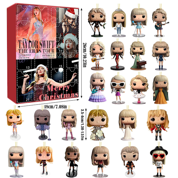Jul-blindbox med söt miniatyrfigur av Taylor Swift, ryggsäcksdekoration, hänge, jul-blindbox A