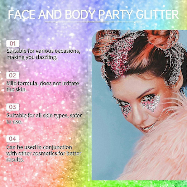 Jaysuing Glitter Sequins Gel Natural Three-Dimensional Body High-Gloss Sequins Party Carnival Multi-Color Optional - Purple 50G -3637166370141